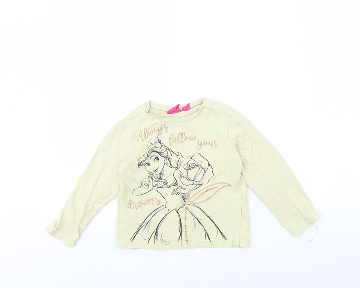 Disney Girls Yellow   Basic T-Shirt Size 3 Years  - Belle (Beauty & the Beast)