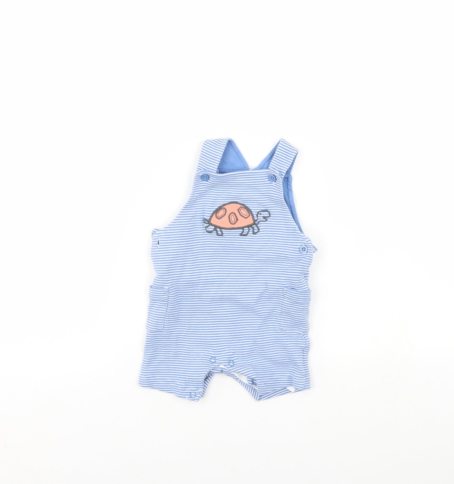 m&s Baby Blue Striped  Babygrow One-Piece Size 6-9 Months  - turtle