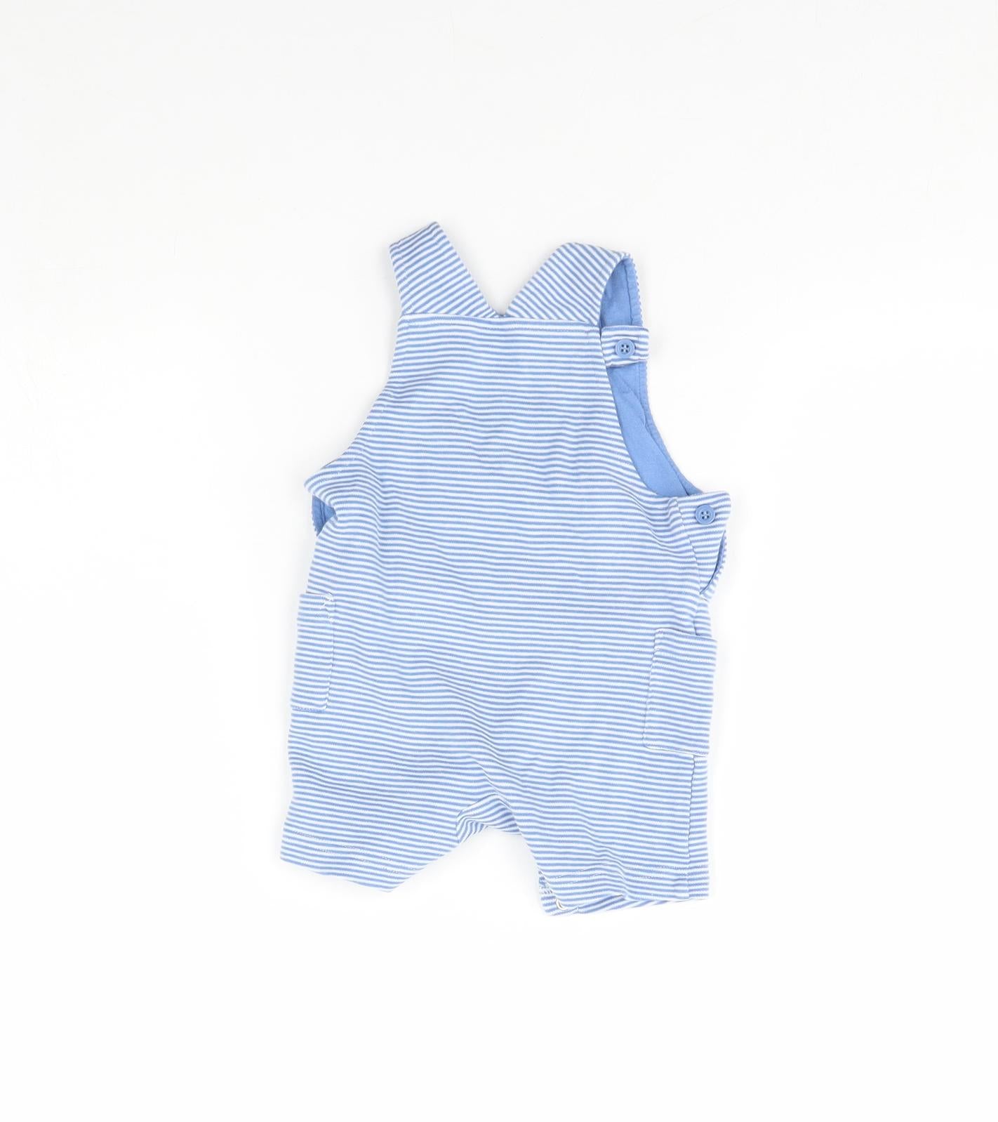 m&s Baby Blue Striped  Babygrow One-Piece Size 6-9 Months  - turtle