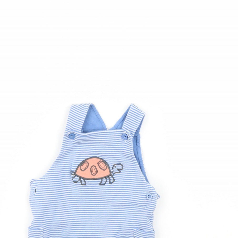 m&s Baby Blue Striped  Babygrow One-Piece Size 6-9 Months  - turtle