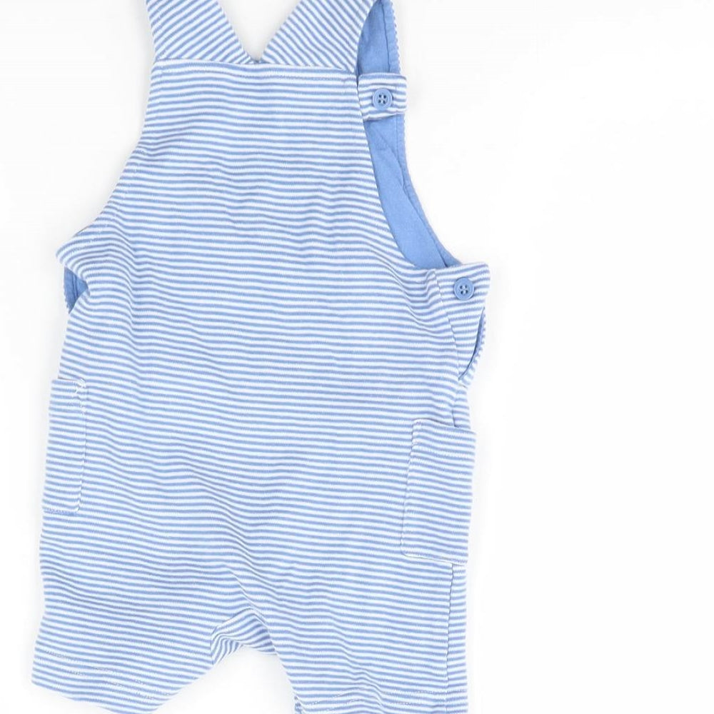 m&s Baby Blue Striped  Babygrow One-Piece Size 6-9 Months  - turtle
