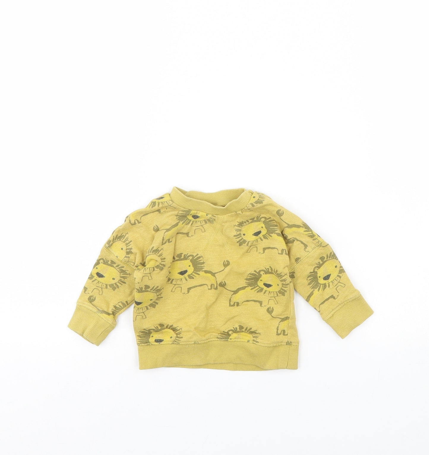 NEXT Baby Yellow Animal Print  Pullover Jumper Size 0-3 Months  - lion