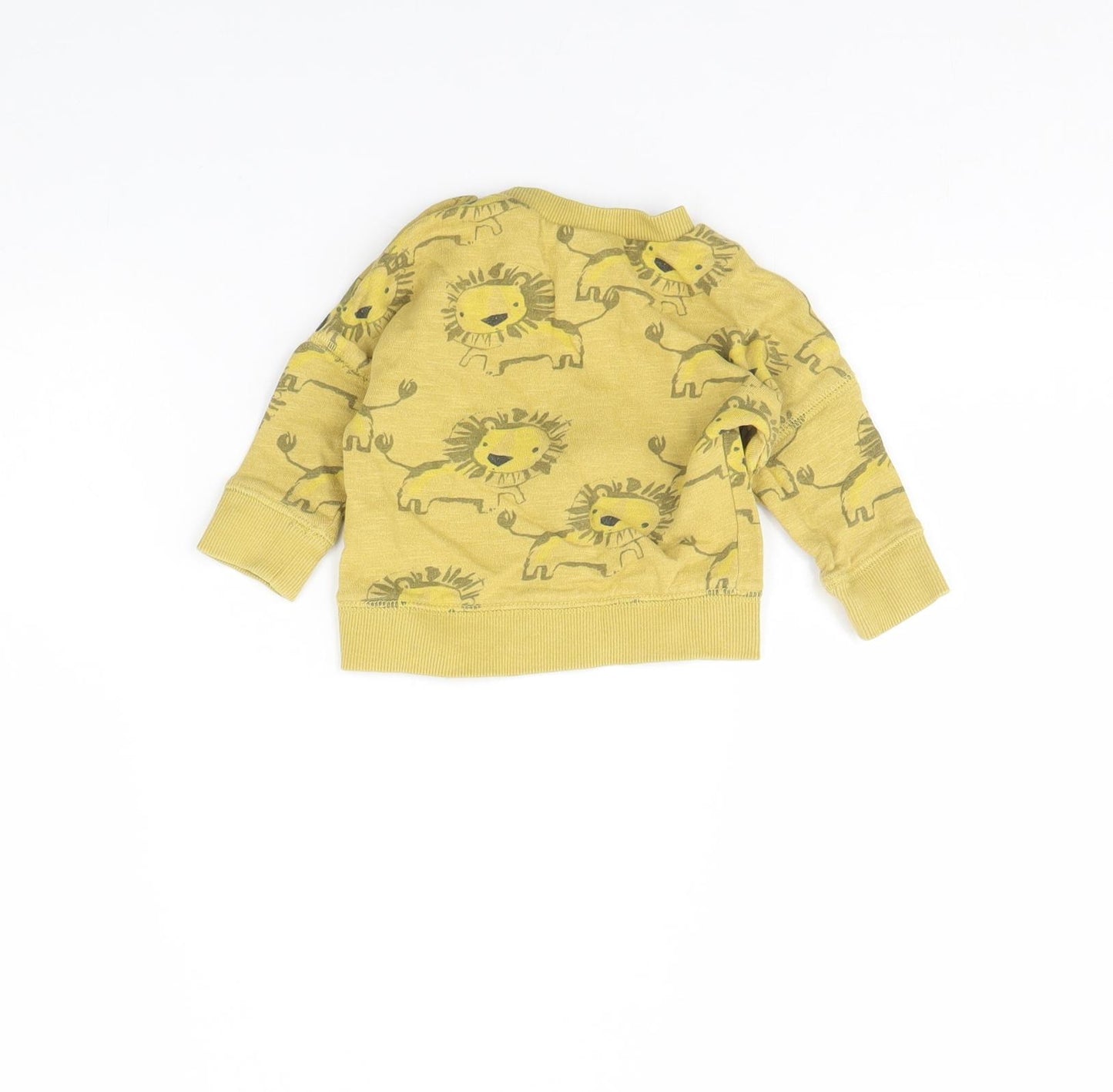 NEXT Baby Yellow Animal Print  Pullover Jumper Size 0-3 Months  - lion