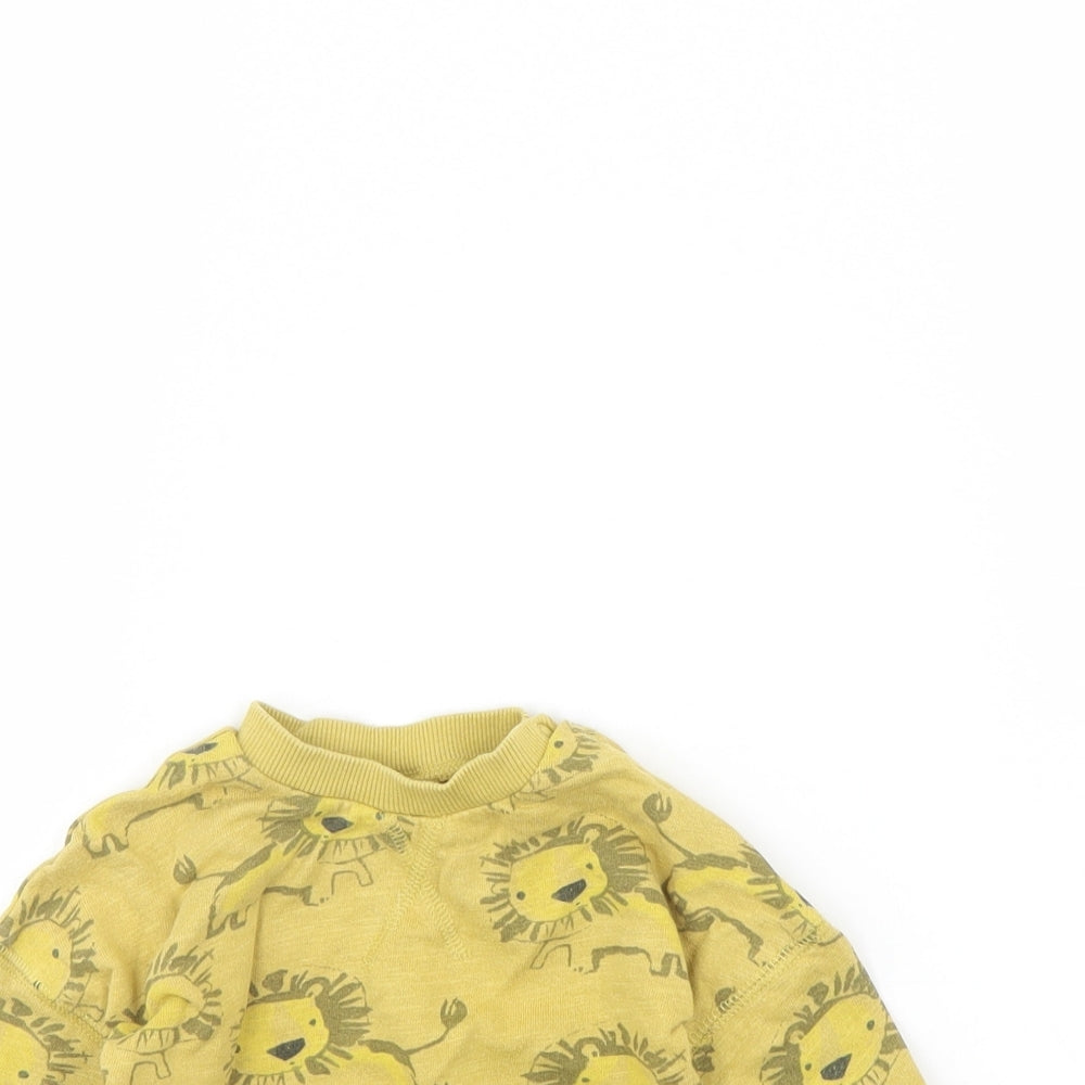 NEXT Baby Yellow Animal Print  Pullover Jumper Size 0-3 Months  - lion