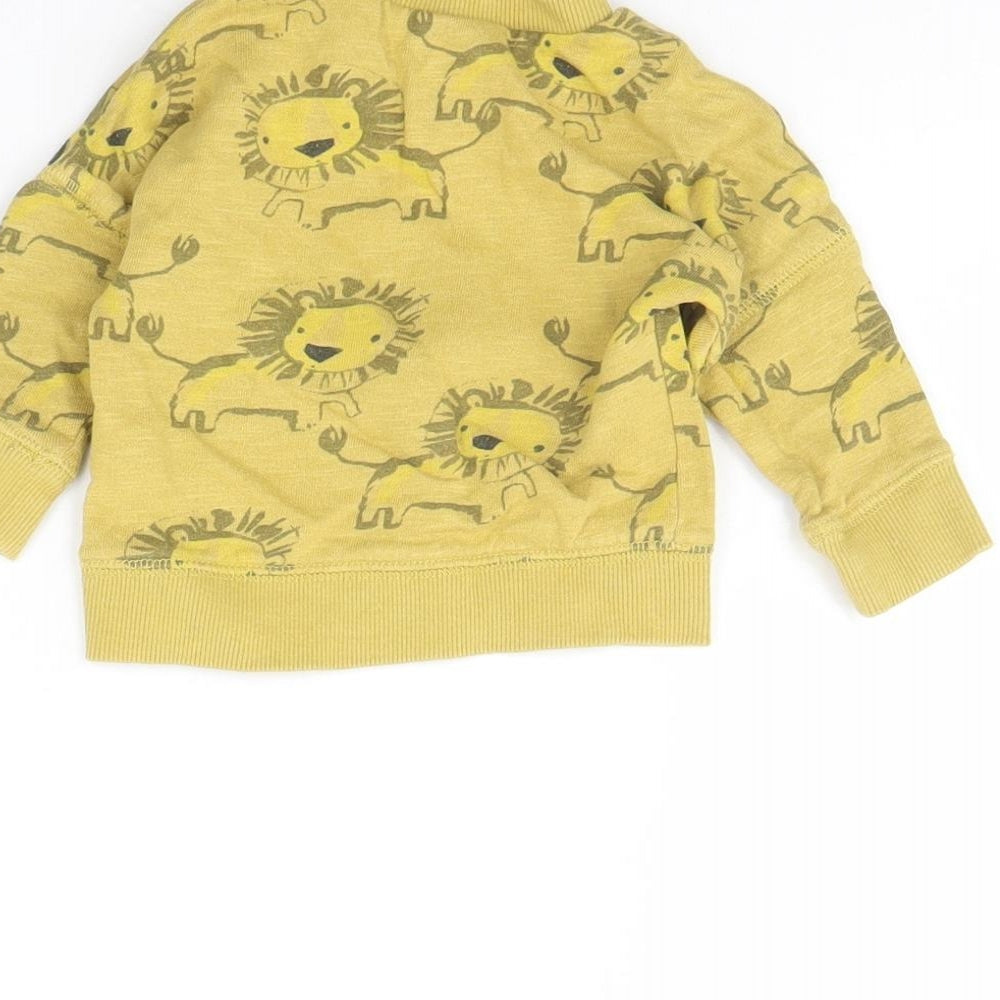 NEXT Baby Yellow Animal Print  Pullover Jumper Size 0-3 Months  - lion