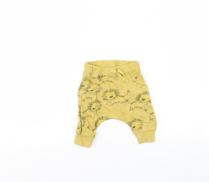 NEXT Baby Yellow Animal Print Jogger Trousers Size 0-3 Months - lion
