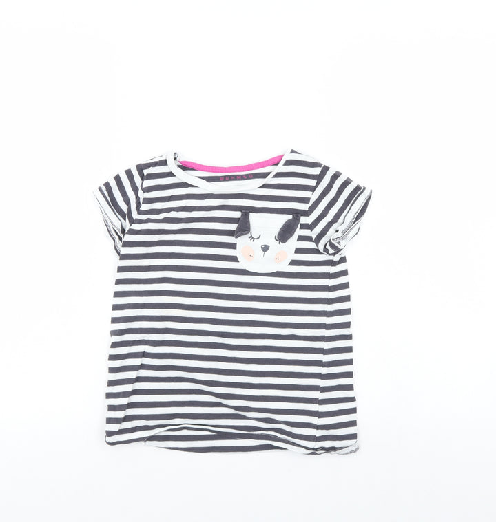 Nutmeg Girls Blue Striped  Basic T-Shirt Size 8 Years