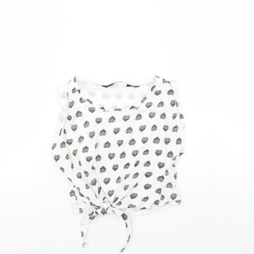 New Look Girls White Spotted  Basic Tank Size 9 Years