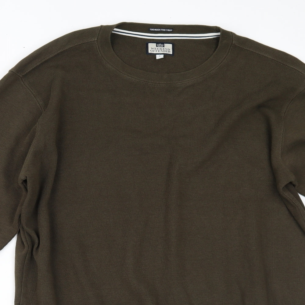 Weekend Offender Mens Green   Pullover Jumper Size L