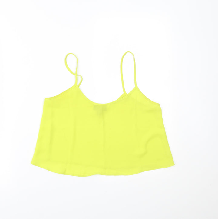 Topshop Womens Yellow Cropped T-Shirt Size 8
