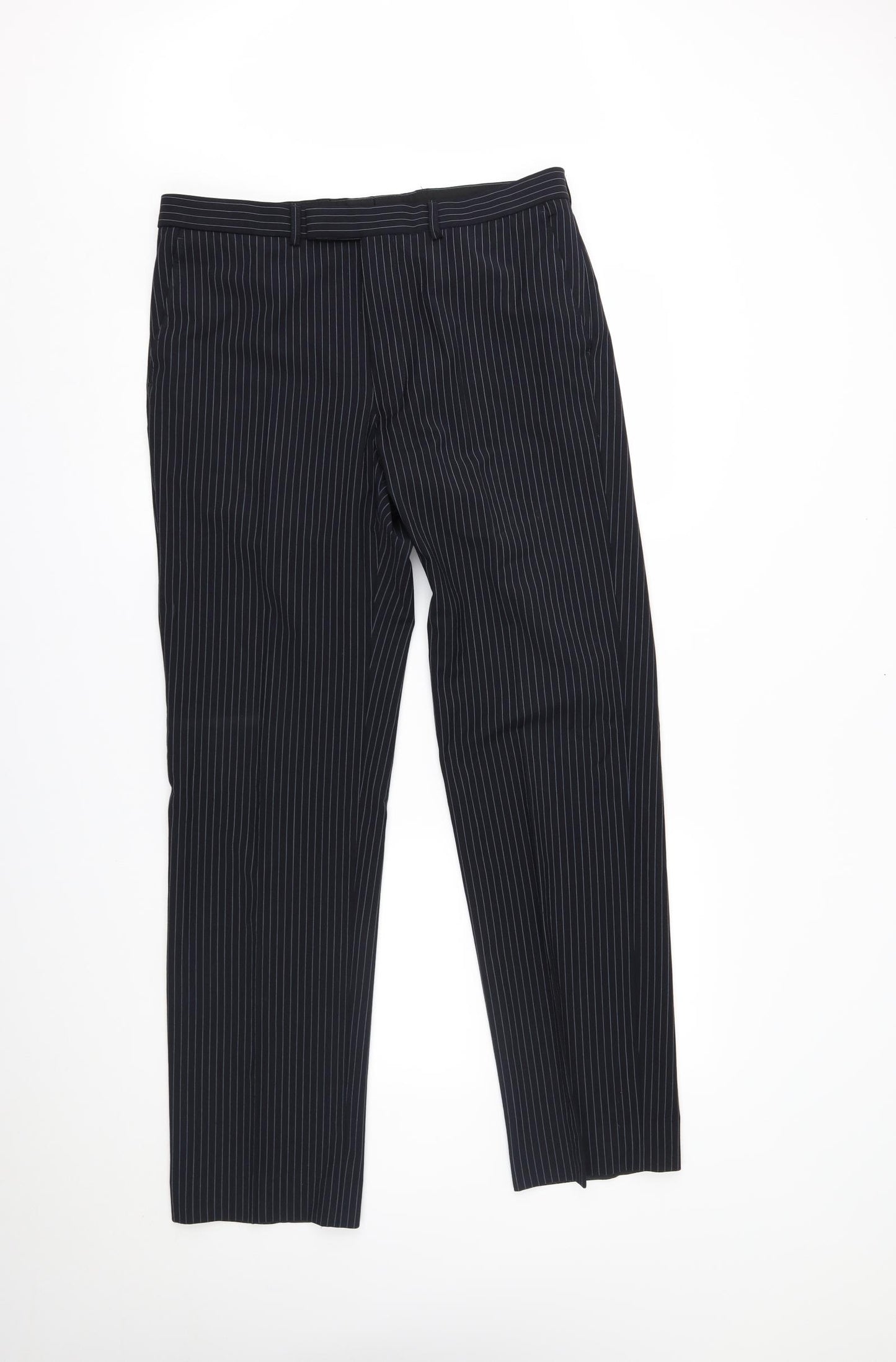 Marks and Spencer Mens Blue Striped  Trousers  Size 34 L33 in