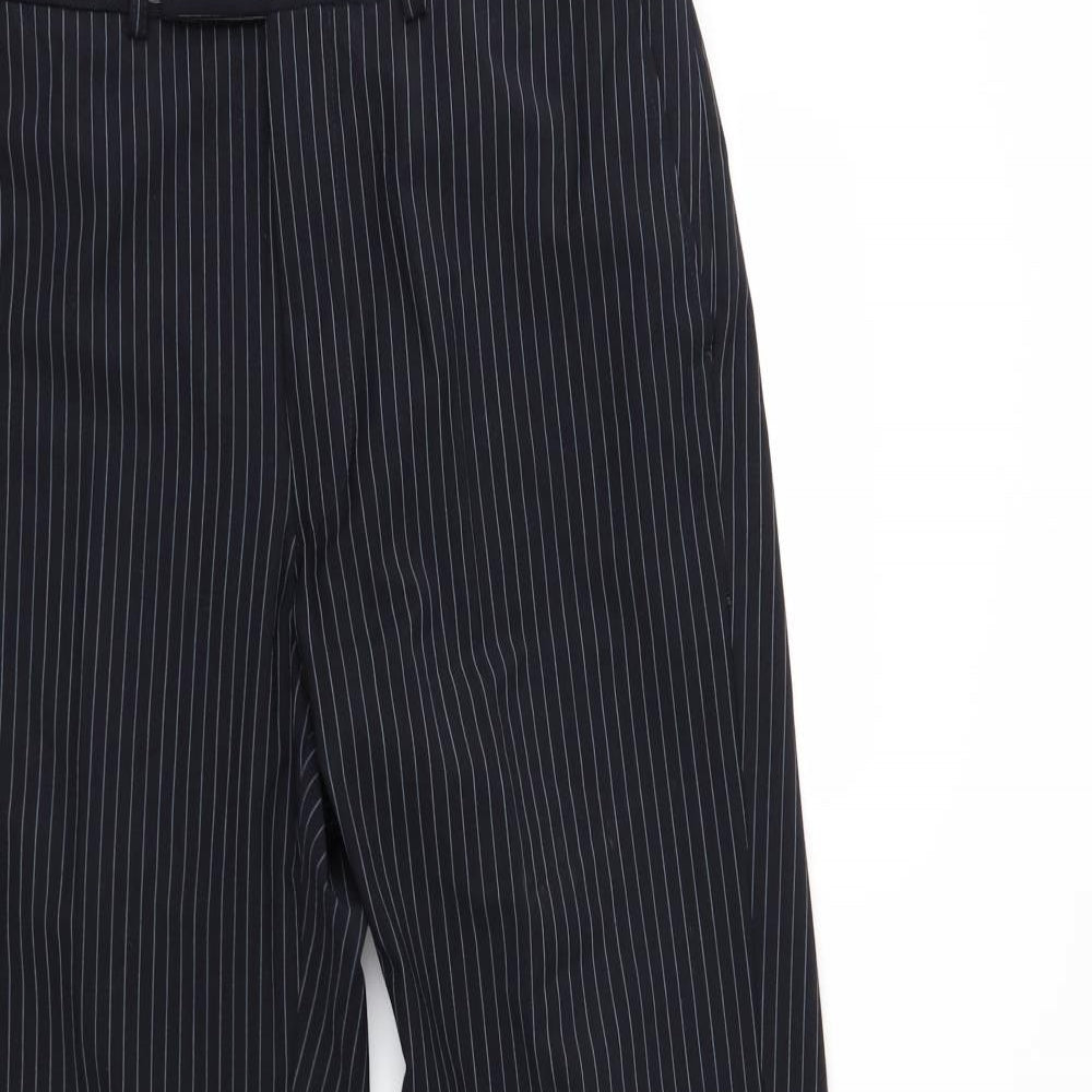 Marks and Spencer Mens Blue Striped  Trousers  Size 34 L33 in