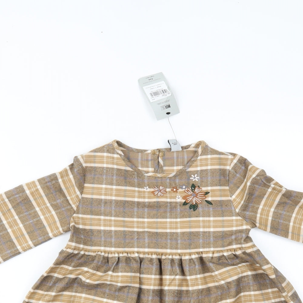 TU Girls Beige Plaid  Fit & Flare  Size 6 Years