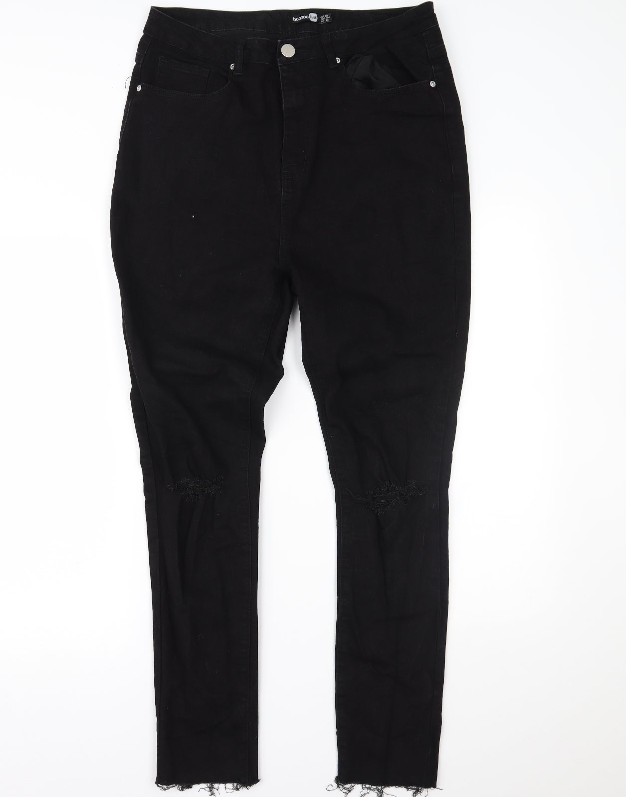 Boohoo Womens Black  Denim Skinny Jeans Size 16 L27 in