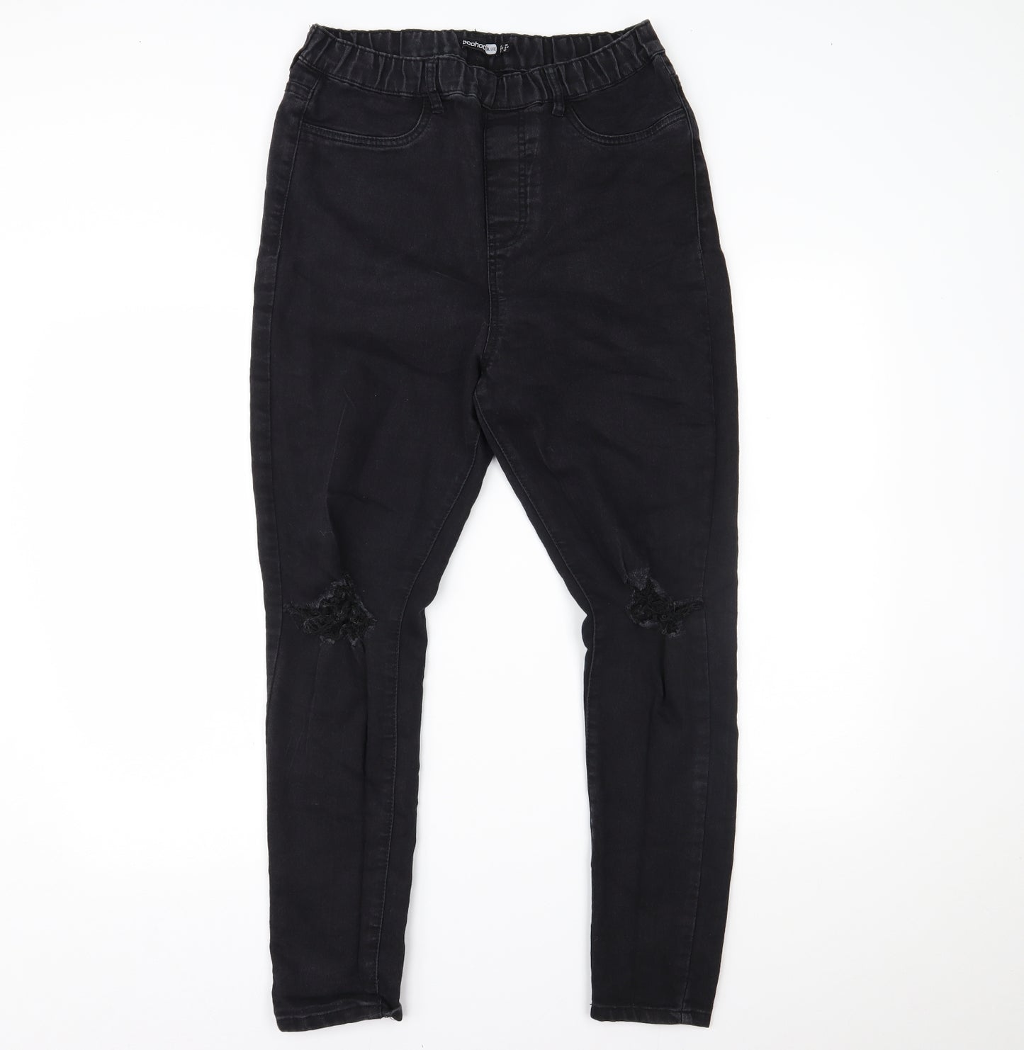 Boohoo Womens Black  Denim Skinny Jeans Size 16 L25 in