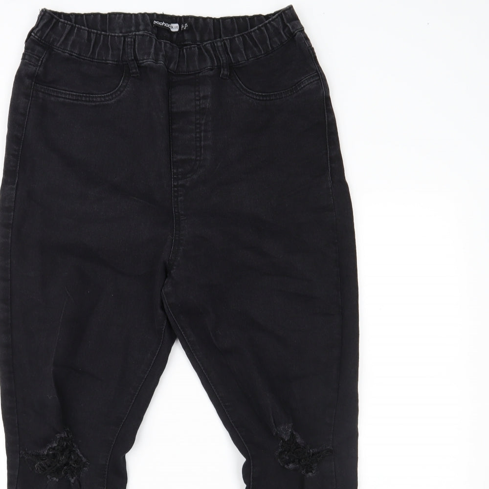 Boohoo Womens Black  Denim Skinny Jeans Size 16 L25 in