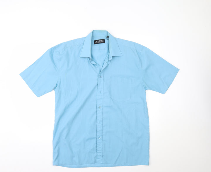 Classic Mens Blue Button-Up Size 16.5