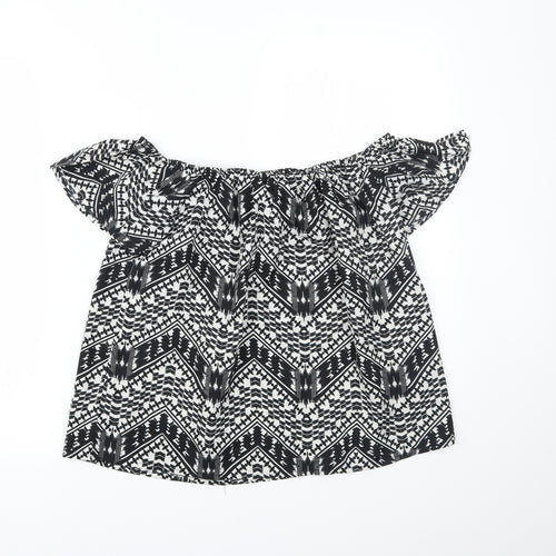 Primark Womens Black Geometric  Basic Blouse Size 10