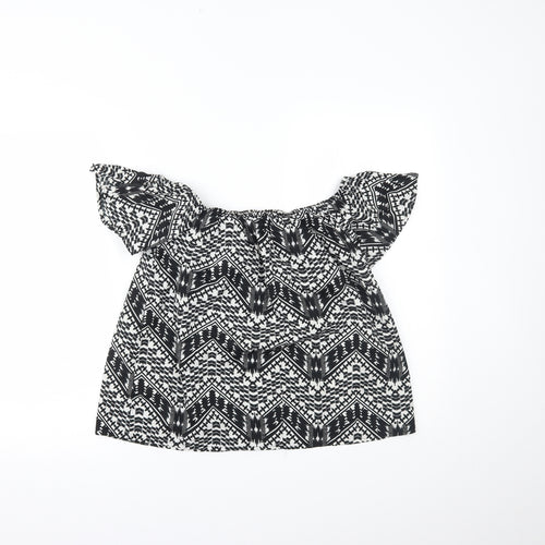 Primark Womens Black Geometric  Basic Blouse Size 10