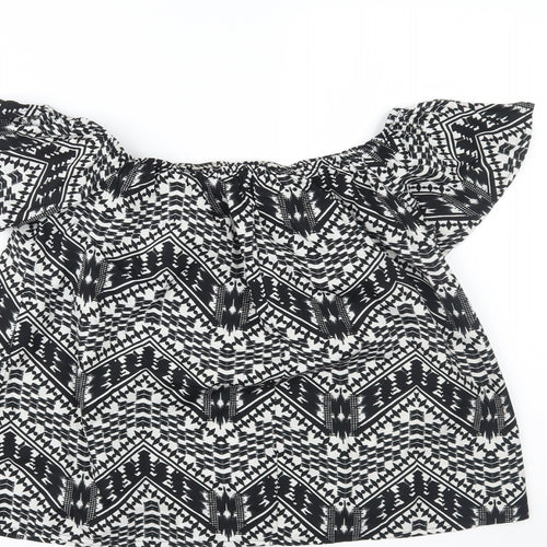 Primark Womens Black Geometric  Basic Blouse Size 10