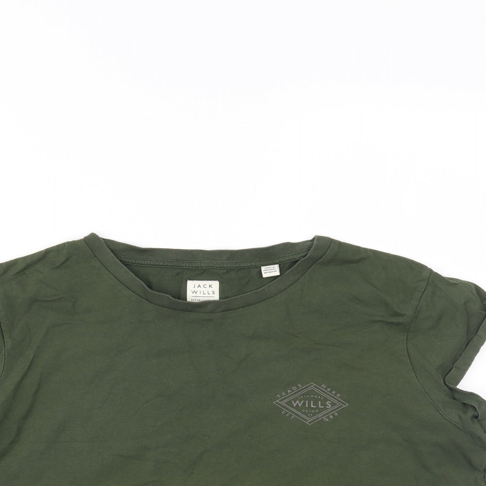 Jack Wills Womens Green   Cropped T-Shirt Size 8