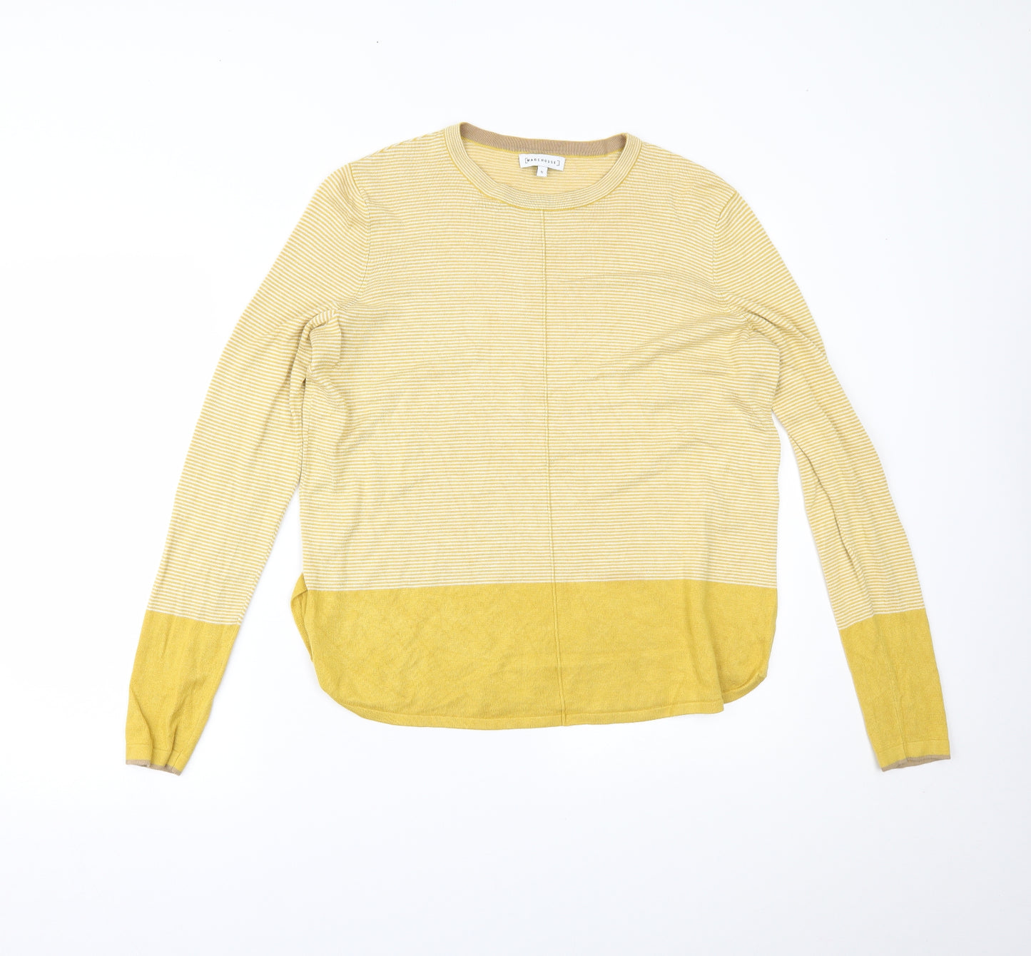 Warehouse Womens Yellow Striped  Basic Blouse Size 12