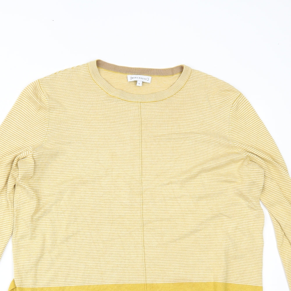 Warehouse Womens Yellow Striped  Basic Blouse Size 12