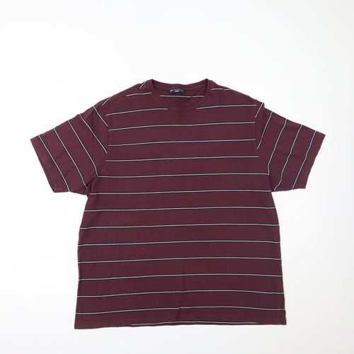 Marks and Spencer Mens Purple Striped   T-Shirt Size XL