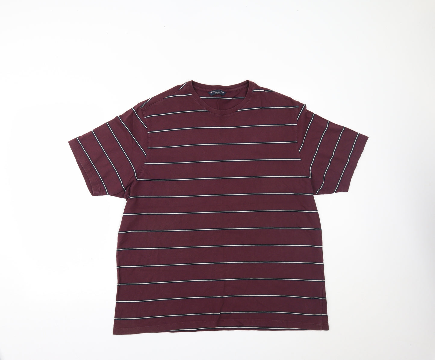 Marks and Spencer Mens Purple Striped   T-Shirt Size XL