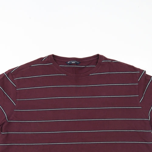 Marks and Spencer Mens Purple Striped   T-Shirt Size XL