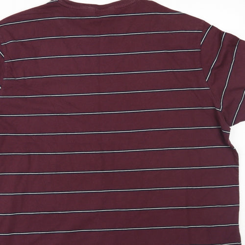 Marks and Spencer Mens Purple Striped   T-Shirt Size XL