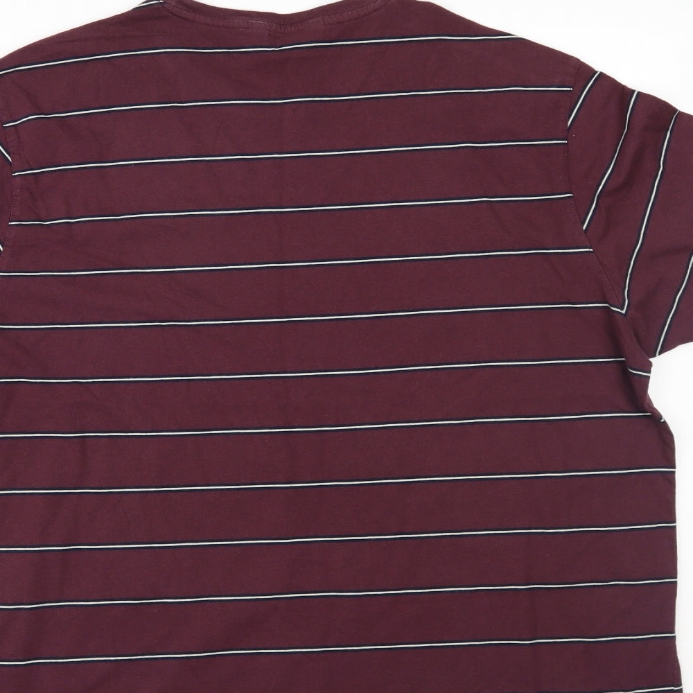 Marks and Spencer Mens Purple Striped   T-Shirt Size XL