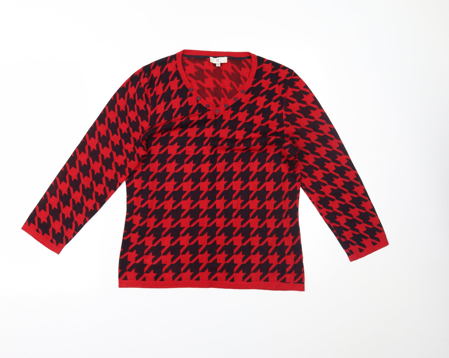 CC Womens Red Houndstooth  Basic  Size M