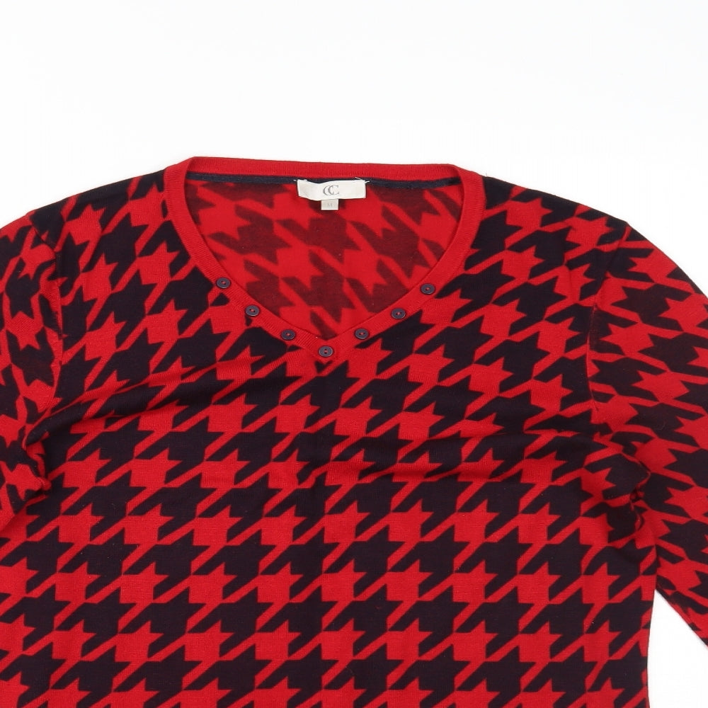 CC Womens Red Houndstooth  Basic  Size M