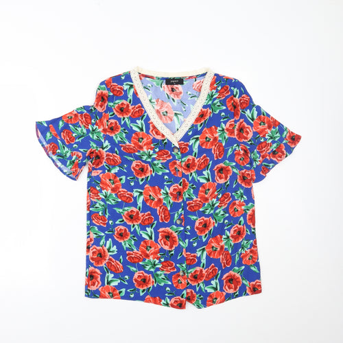 Papaya Womens Multicoloured Floral  Basic Button-Up Size 10