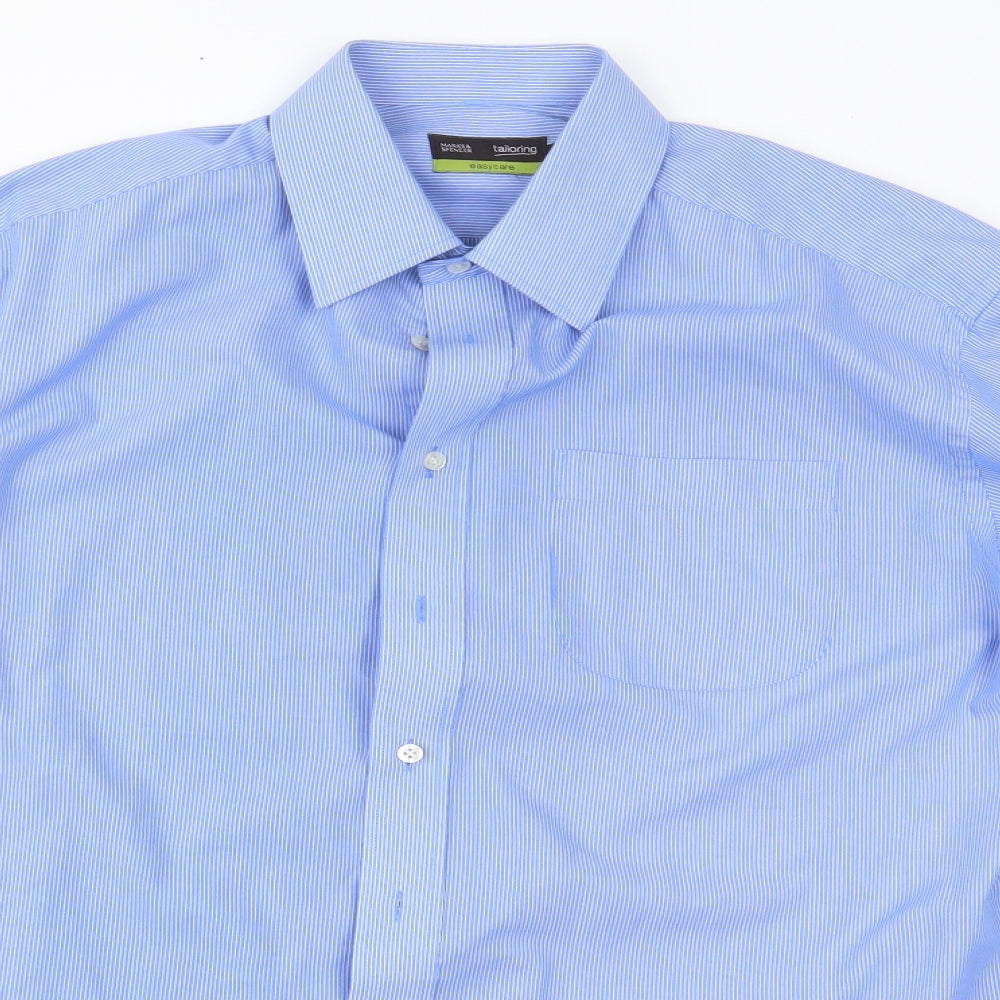 Marks and Spencer Mens Blue Striped   Dress Shirt Size 16.5