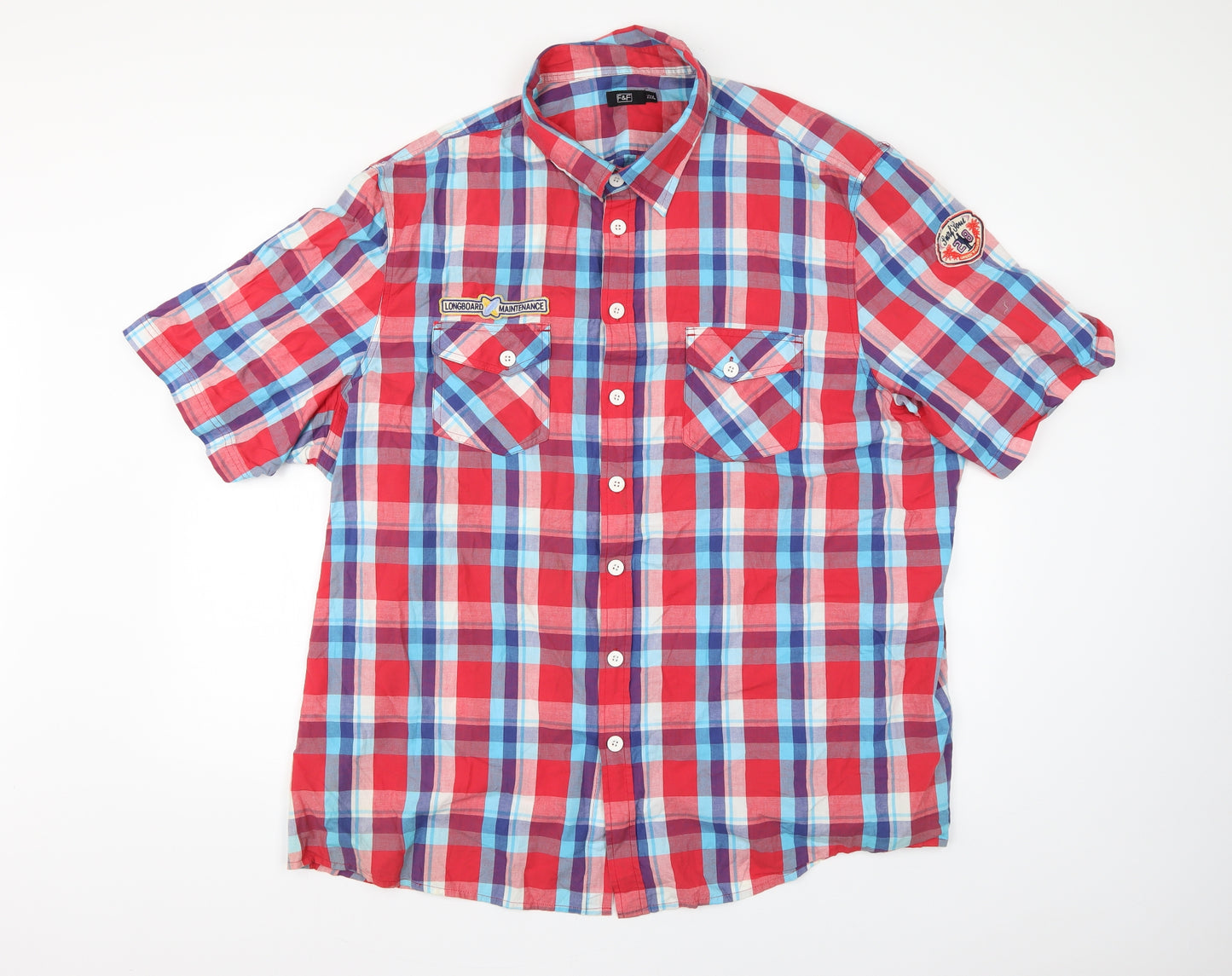 F&F Mens Multicoloured Check   Dress Shirt Size 3XL