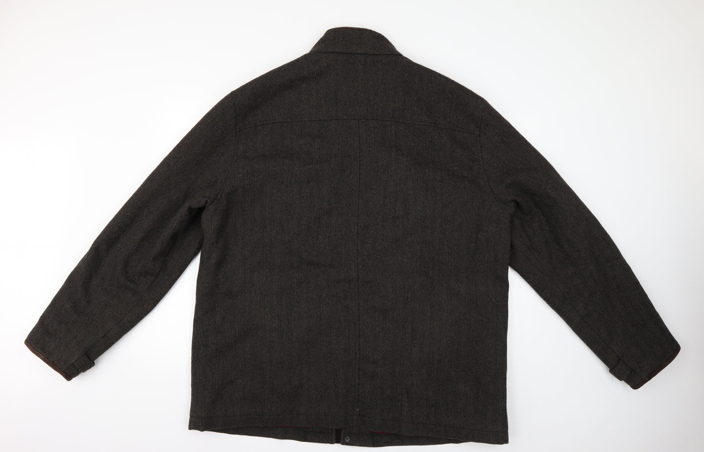 Easy Mens Brown Argyle/Diamond  Pea Coat Coat Size 2XL