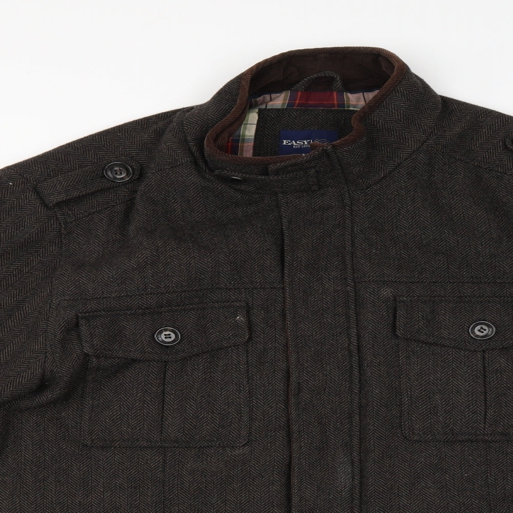 Easy Mens Brown Argyle/Diamond  Pea Coat Coat Size 2XL
