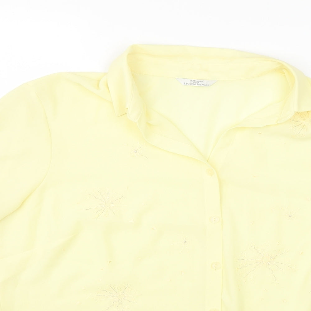 St Michael Womens Yellow Floral  Basic Blouse Size 18