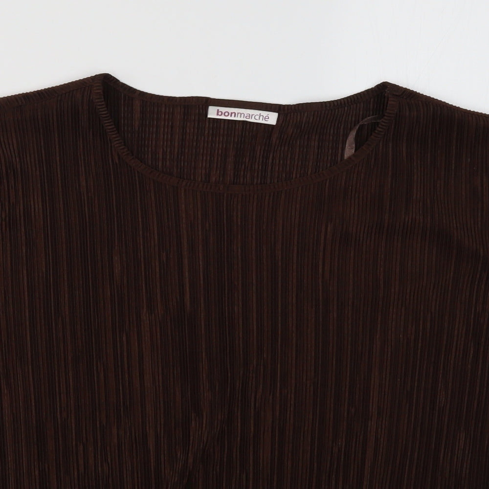 Bonmarché Womens Brown Houndstooth  Basic Blouse Size M