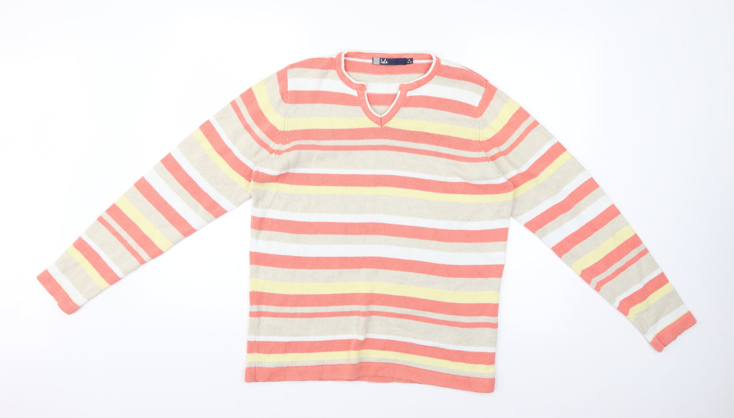 isle Womens Multicoloured Striped  Pullover Jumper Size M
