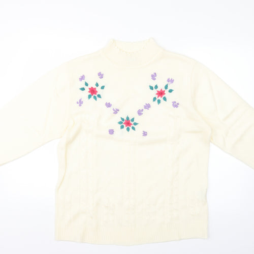 rose pearl Womens Yellow Floral  Pullover Jumper Size 10
