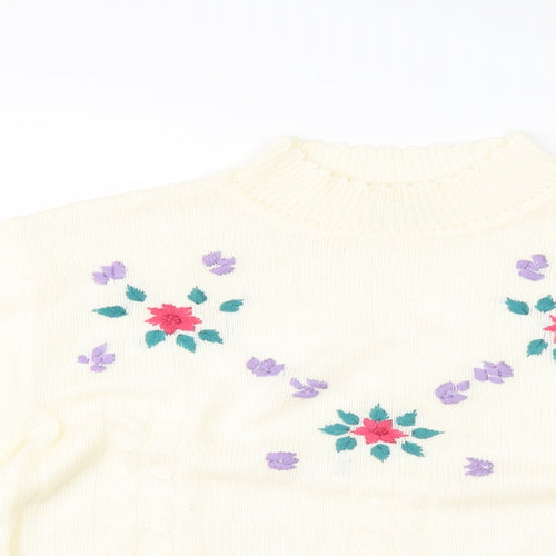 rose pearl Womens Yellow Floral  Pullover Jumper Size 10