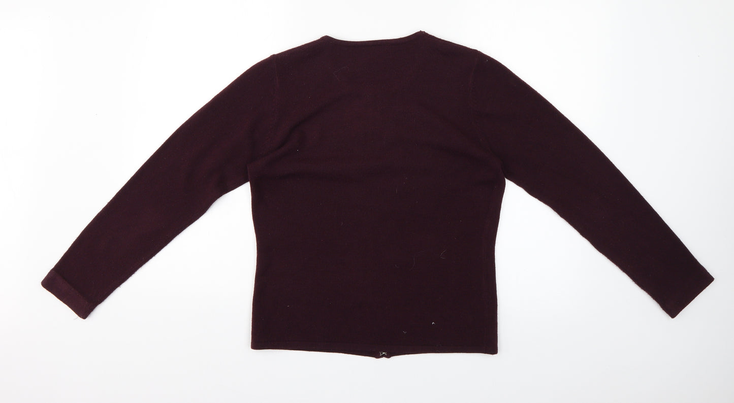 Sara Womens Purple Geometric  Cardigan Jumper Size 10