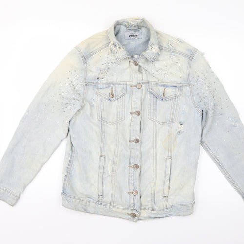 New Look Womens Blue Geometric  Jacket  Size 10