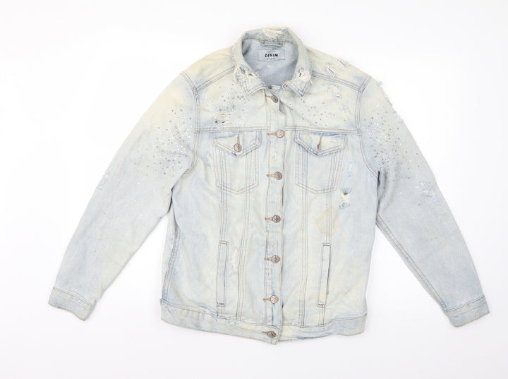 New Look Womens Blue Geometric Jacket Size 10
