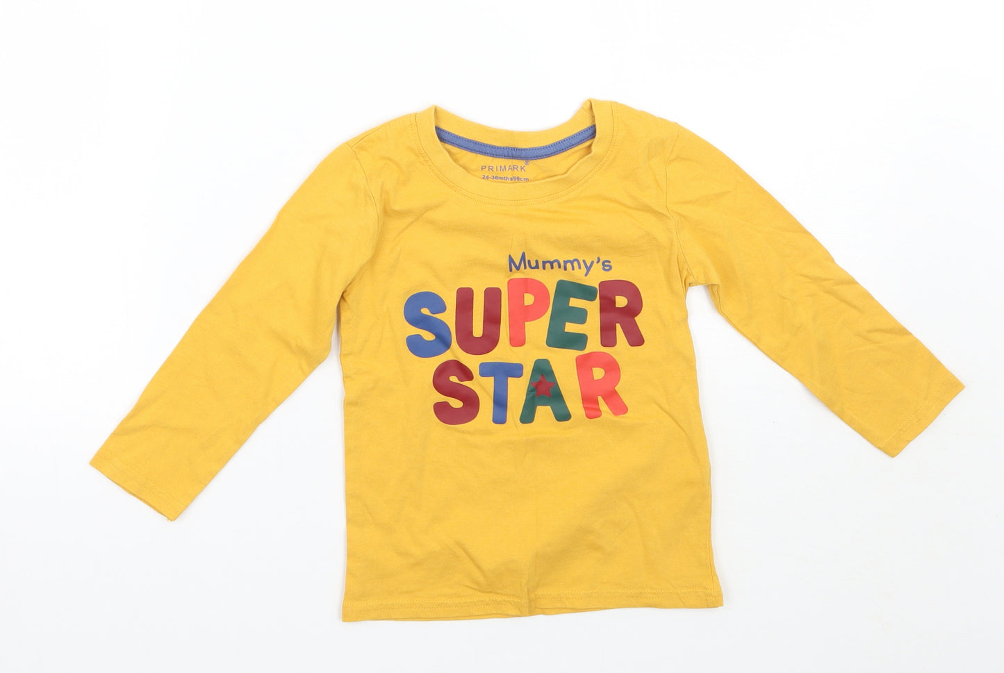 Primark Boys Yellow   Basic T-Shirt Size 2-3 Years