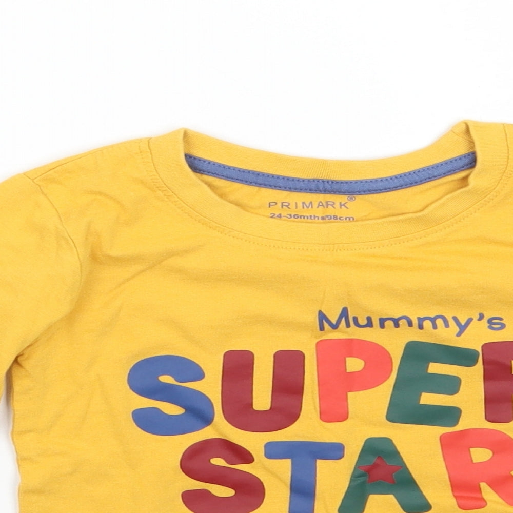 Primark Boys Yellow   Basic T-Shirt Size 2-3 Years