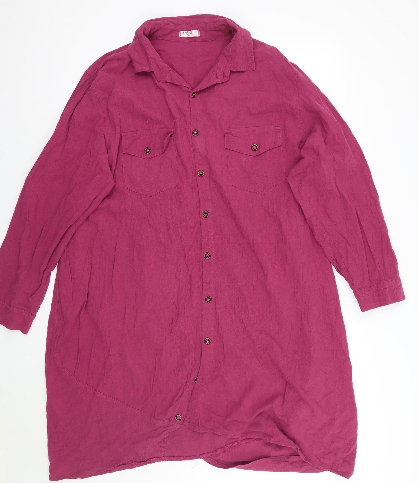 Anself Womens Pink   Basic Button-Up Size 4XL